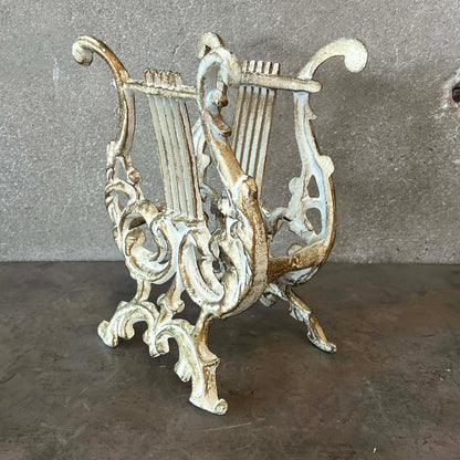 Vintage Hollywood Regency Cast Metal Magazine / Sheet Music Rack