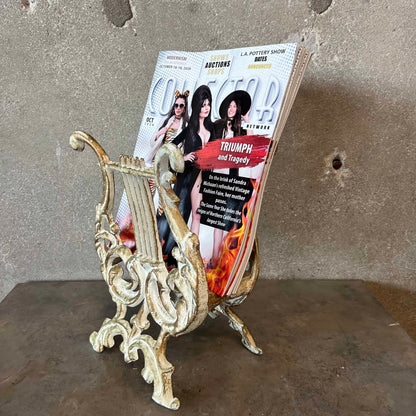 Vintage Hollywood Regency Cast Metal Magazine / Sheet Music Rack