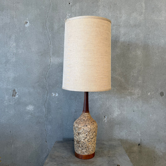 Mid Century Modern Cork & Walnut Bottle Shaped Lamp #1