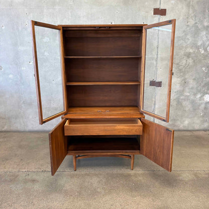 Mid Century Broyhill Sculptra Two Piece Hutch
