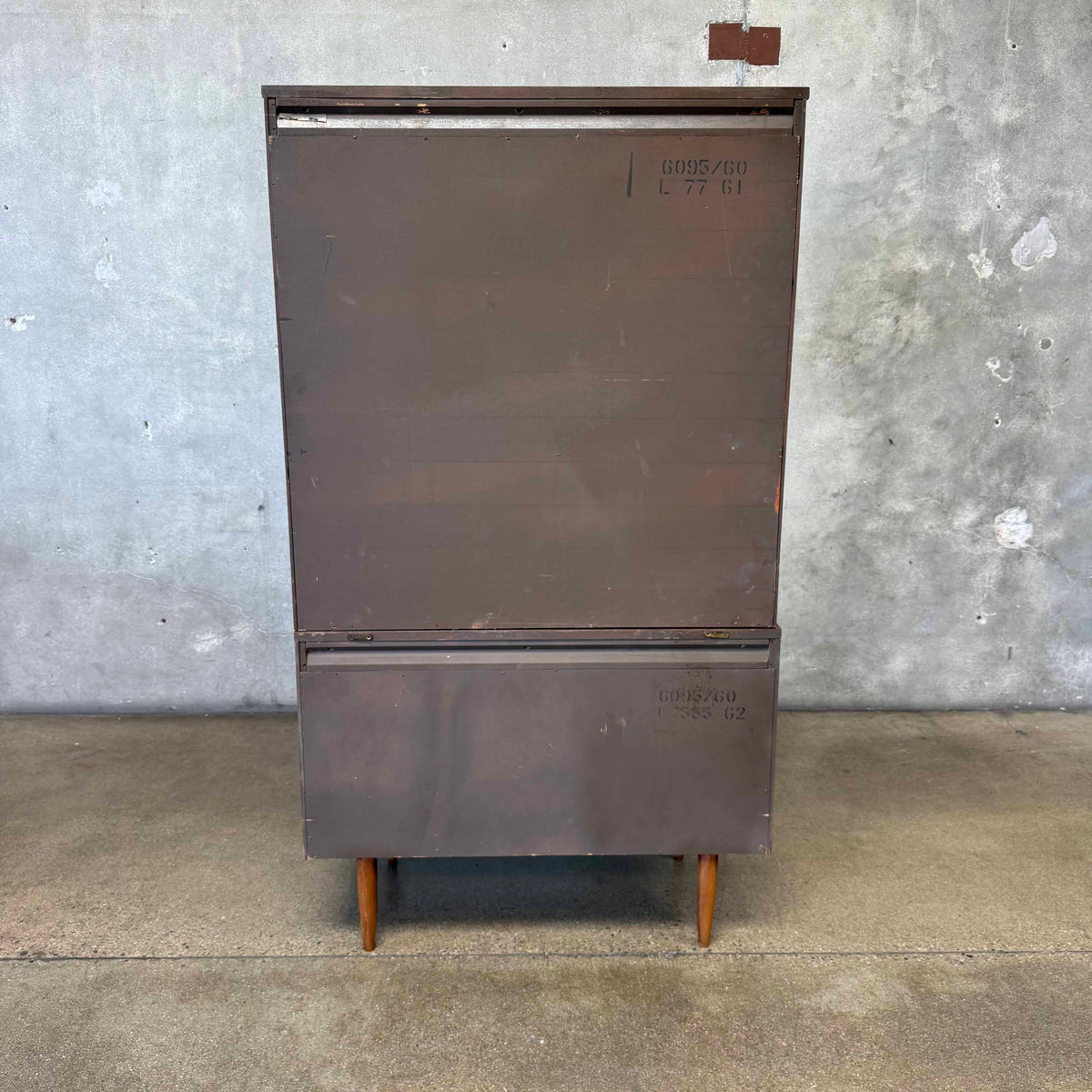 Mid Century Broyhill Sculptra Two Piece Hutch