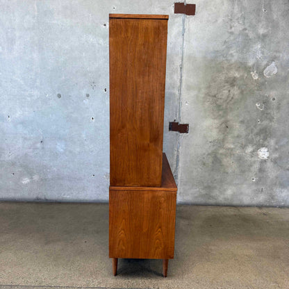 Mid Century Broyhill Sculptra Two Piece Hutch