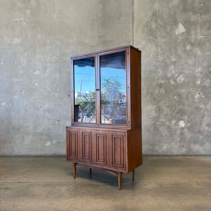 Mid Century Broyhill Sculptra Two Piece Hutch