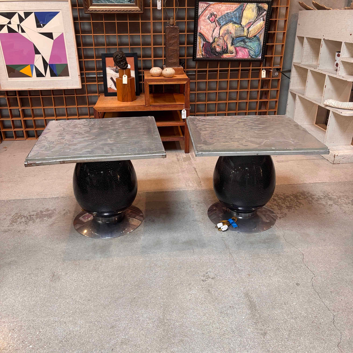 Pair Of 80's Murano Light Up Tables