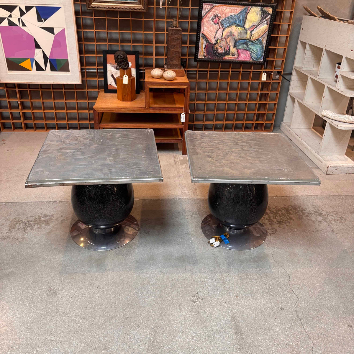 Pair Of 80's Murano Light Up Tables