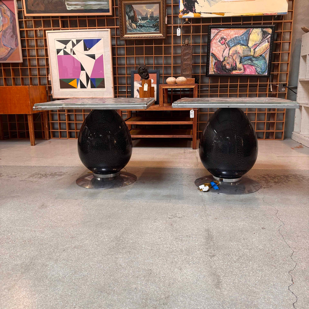 Pair Of 80's Murano Light Up Tables