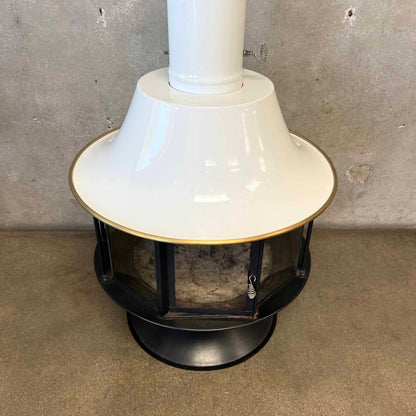 Vintage Mid Century Modern White Porcelain Enamel Finish Malm "Spin-A-Fire" Fireplace