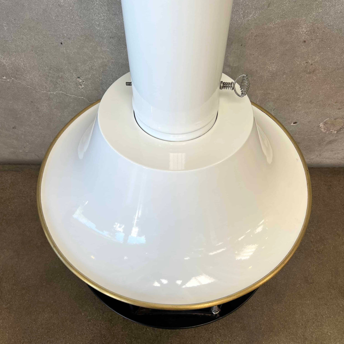 Vintage Mid Century Modern White Porcelain Enamel Finish Malm "Spin-A-Fire" Fireplace