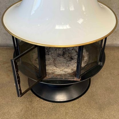Vintage Mid Century Modern White Porcelain Enamel Finish Malm "Spin-A-Fire" Fireplace