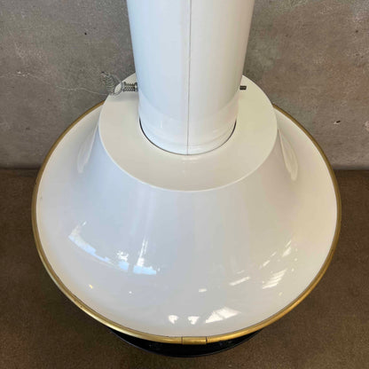 Vintage Mid Century Modern White Porcelain Enamel Finish Malm "Spin-A-Fire" Fireplace