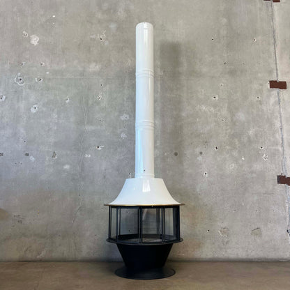Vintage Mid Century Modern White Porcelain Enamel Finish Malm "Spin-A-Fire" Fireplace