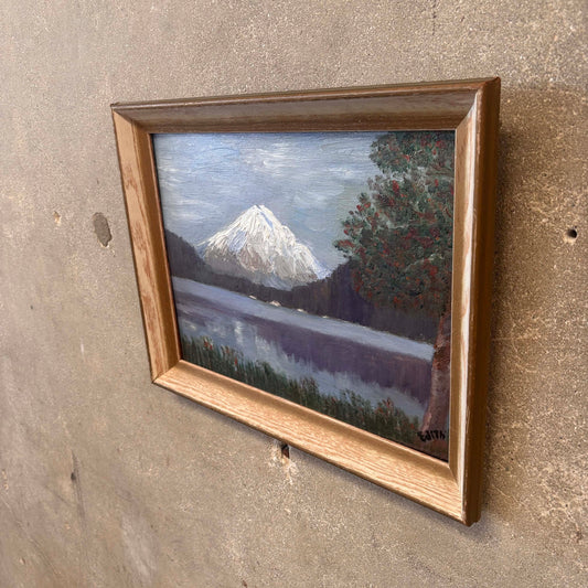 Vintage Mid Century Painting of Mt. Hood by Edith