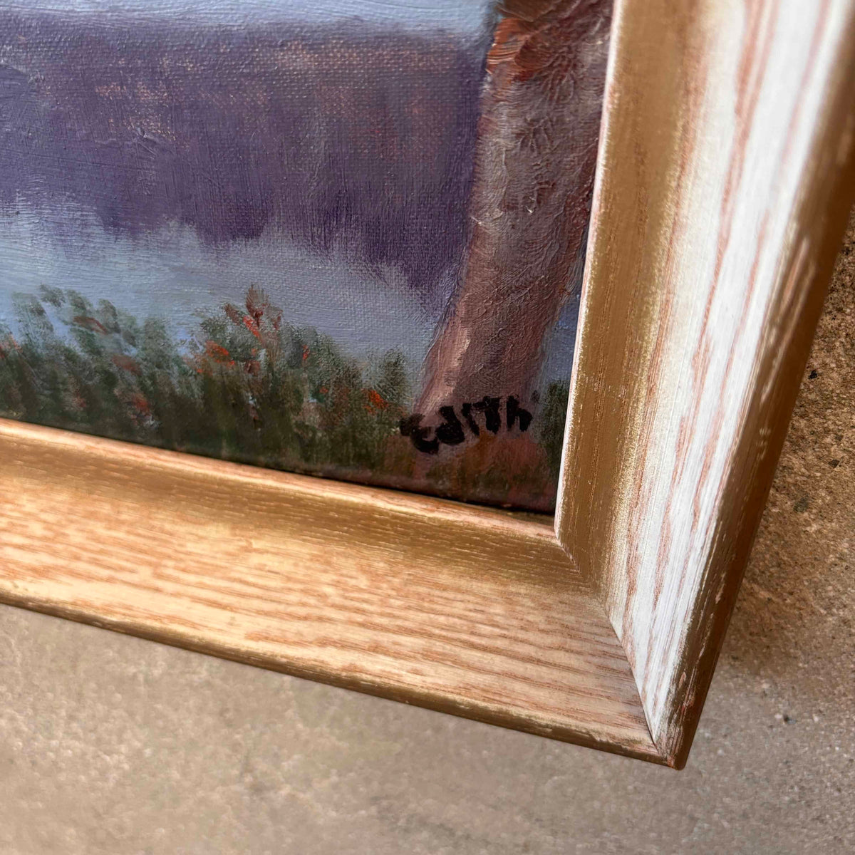 Vintage Mid Century Painting of Mt. Hood by Edith