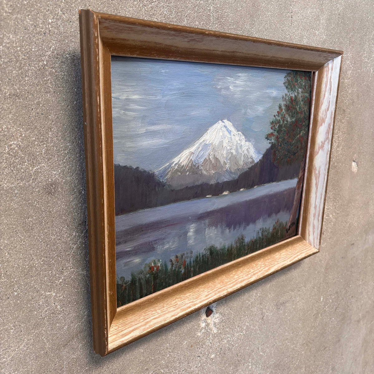 Vintage Mid Century Painting of Mt. Hood by Edith