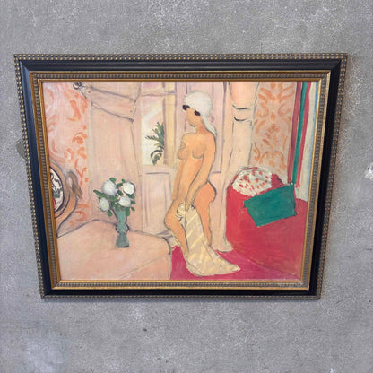 Vintage Mid Century Painting of a Nude Woman