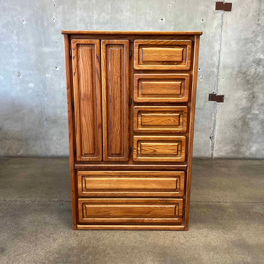 1970s Solid Oak Wardrobe Dresser