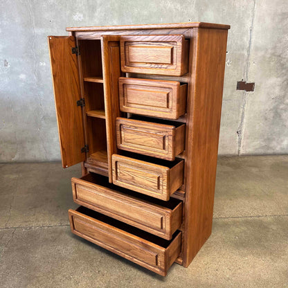 1970s Solid Oak Wardrobe Dresser
