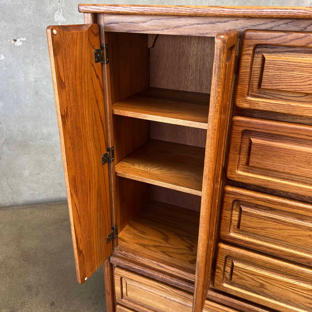 1970s Solid Oak Wardrobe Dresser