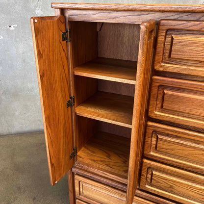 1970s Solid Oak Wardrobe Dresser