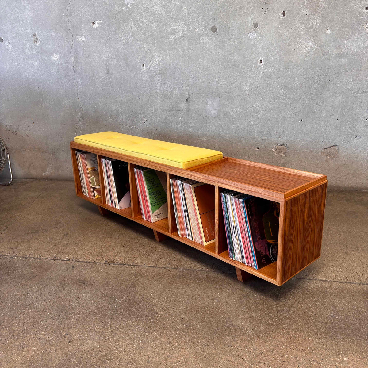 Hifi Teak Vinyl Storage Bench Hand Built By Pete Deeble Furniture - Long Beach CA