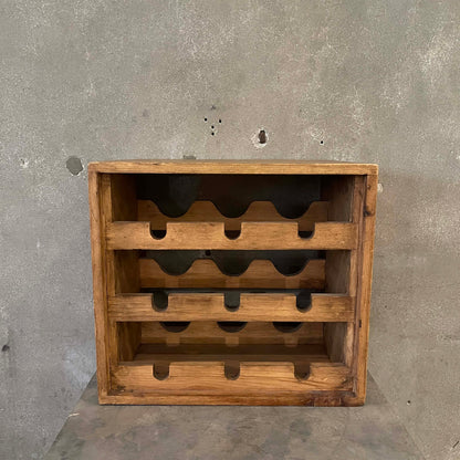 Vintage Repurposed Rustic Wood Wire Bottle Rack