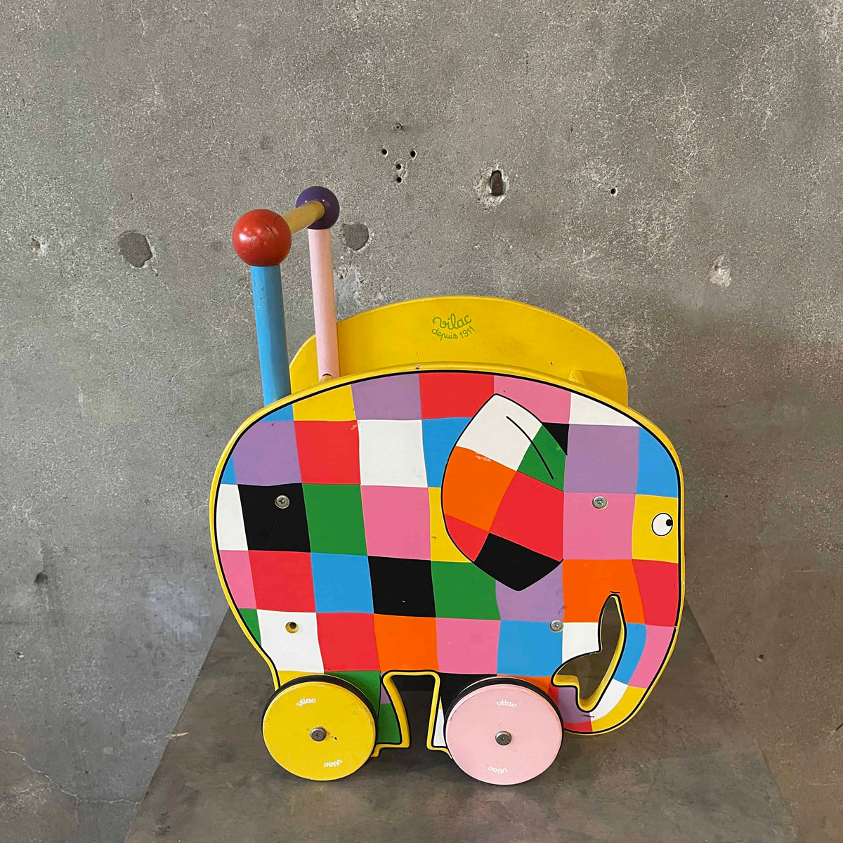 Vintage Vilac Elmer Elephant Walking Cart