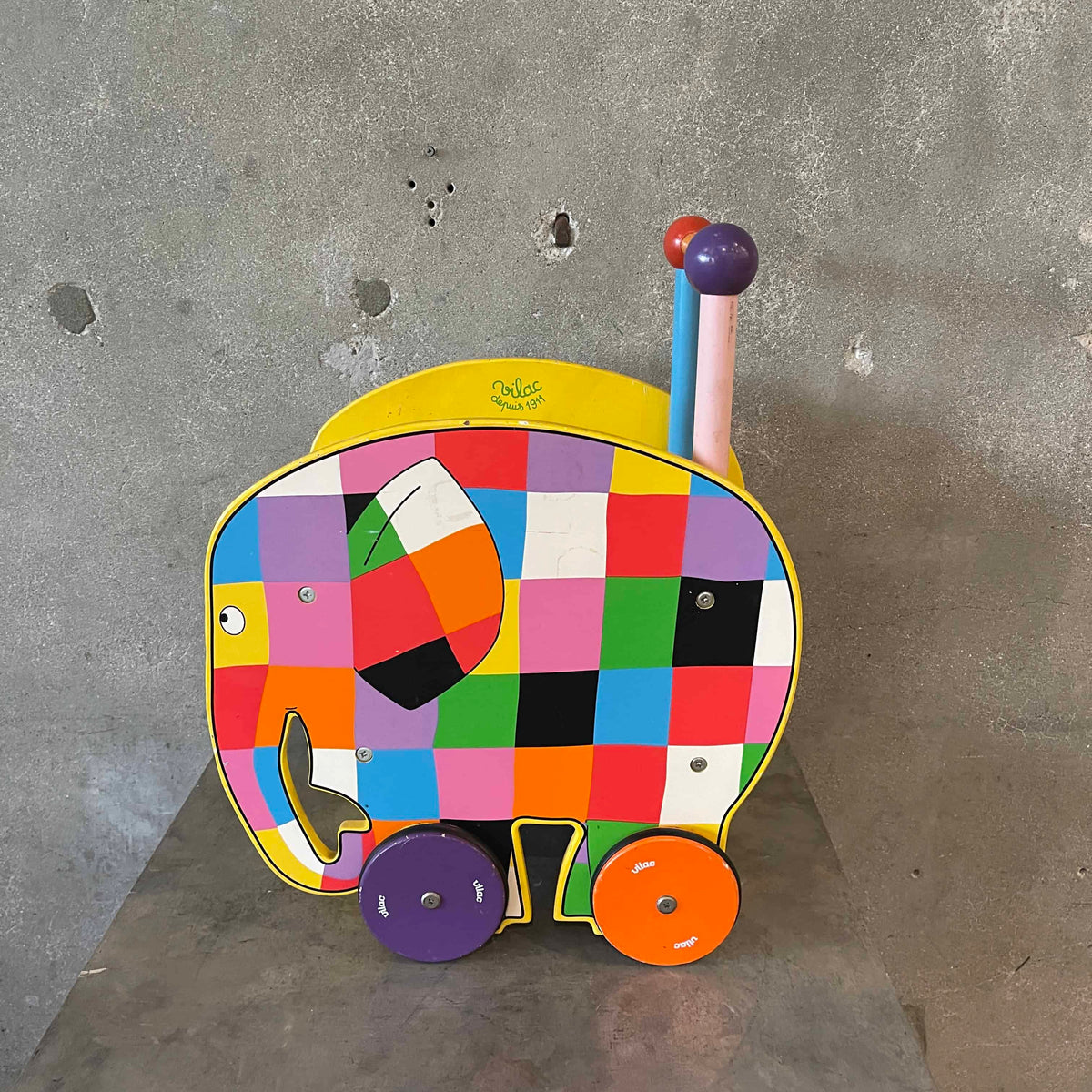 Vintage Vilac Elmer Elephant Walking Cart