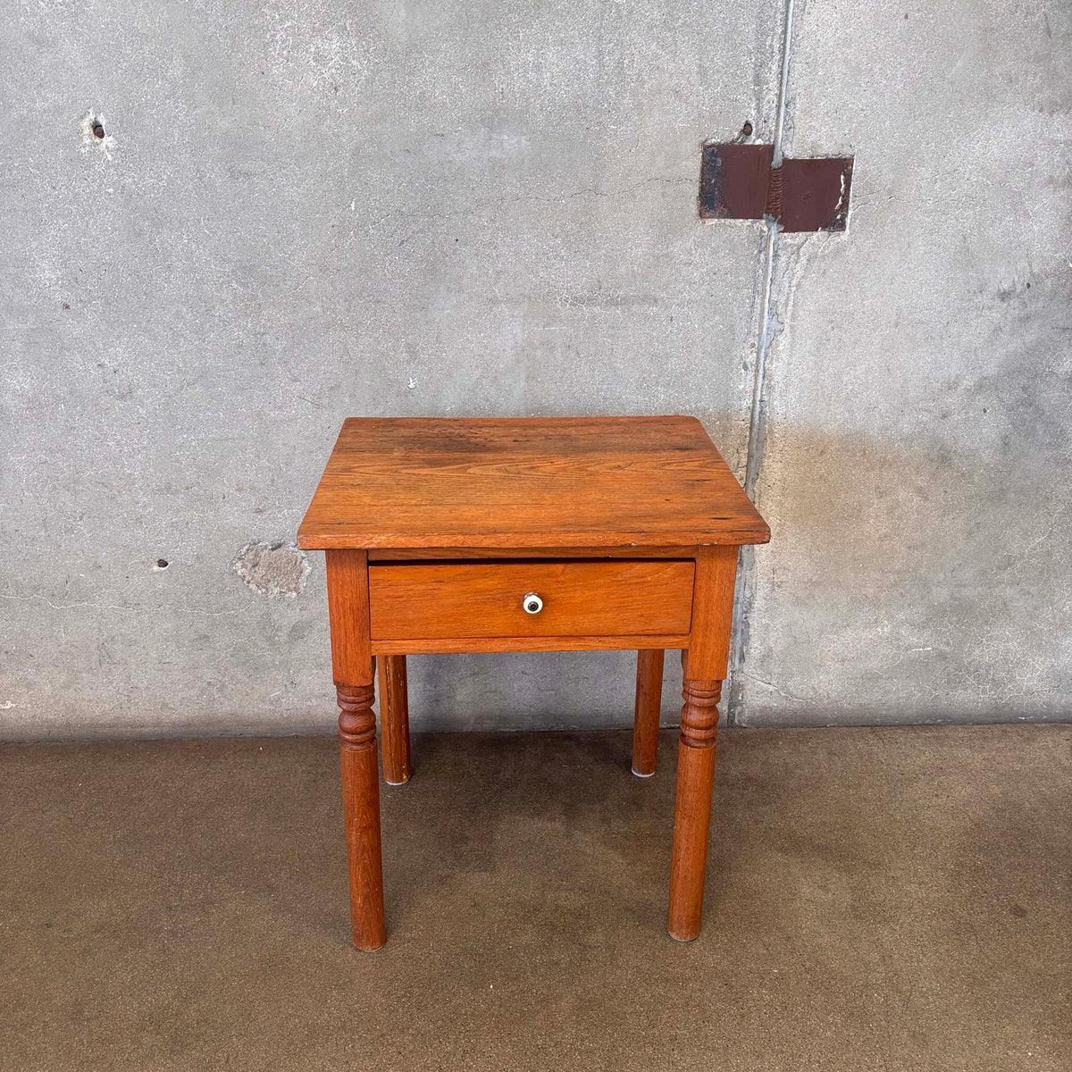 Antique Solid Oak Side Table With Drawers