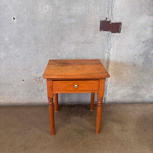 Antique Solid Oak Side Table With Drawers