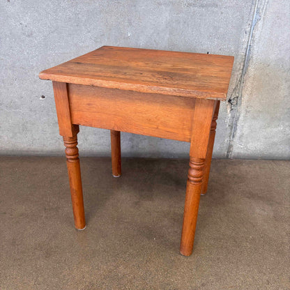 Antique Solid Oak Side Table With Drawers