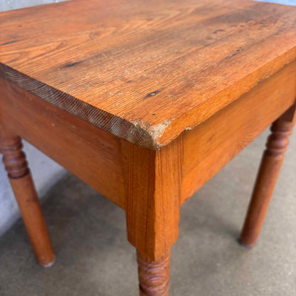 Antique Solid Oak Side Table With Drawers