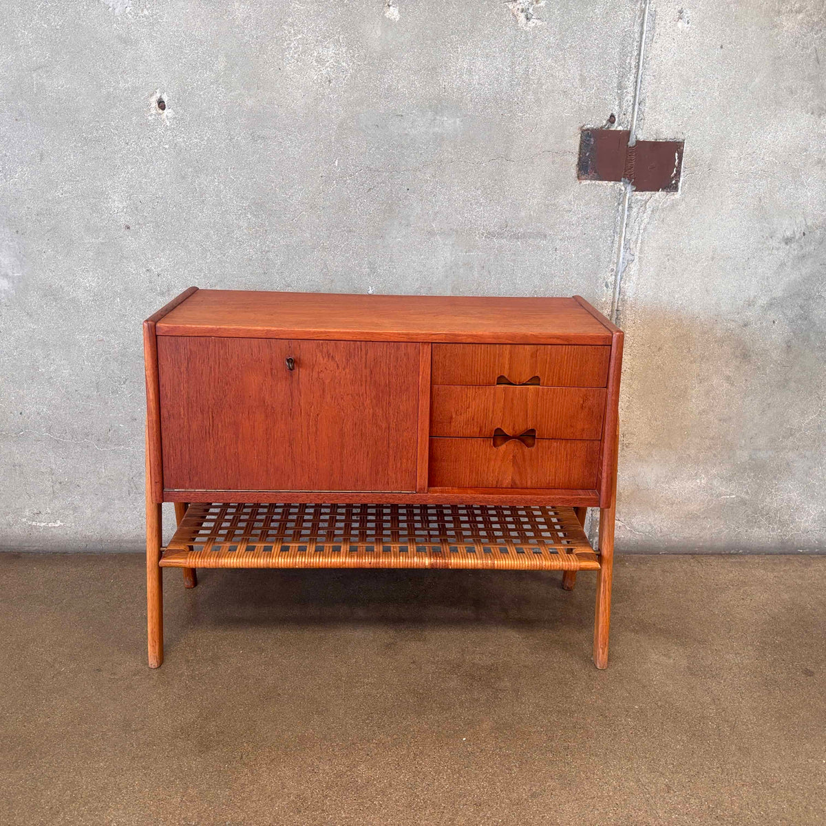 Vald Mortensen Danish Modern Low Side Cabinet With Key
