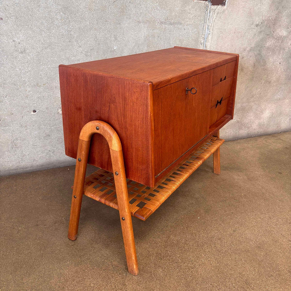 Vald Mortensen Danish Modern Low Side Cabinet With Key