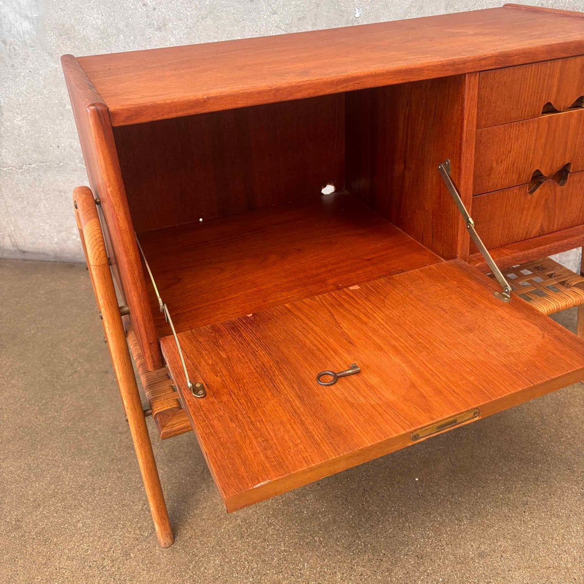 Vald Mortensen Danish Modern Low Side Cabinet With Key