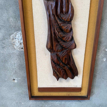 1960s Tiki Witch Five Foot Geisha Figure Framed on Burlap - All Original