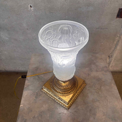1960's Josef-Inwald Marine Life" Frosted Glass Torchiere Table Lamp