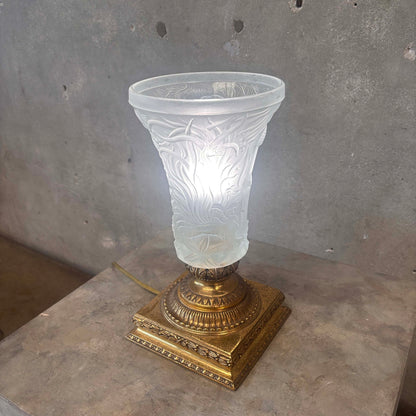 1960's Josef-Inwald Marine Life" Frosted Glass Torchiere Table Lamp