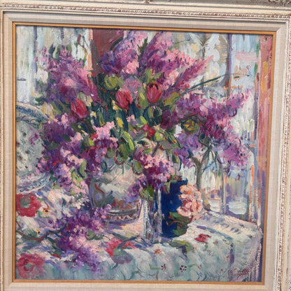 Orange Oil Painting Artist Maria Del Carmen Calvo (1937- 2019)