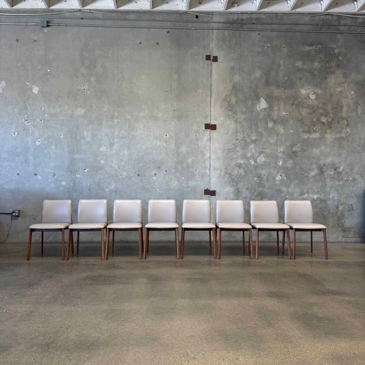 Set of 8 Walnut + Leather "Contour Chairs" By Jonah Takagi and Hallgeir Homstvedt