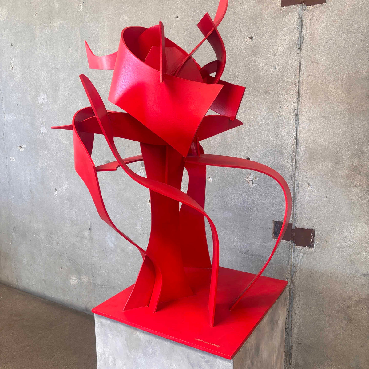 Extra Large Wood Craft Sculpture In Hot Red