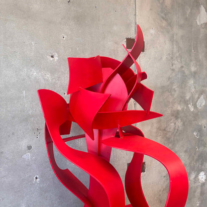 Extra Large Wood Craft Sculpture In Hot Red