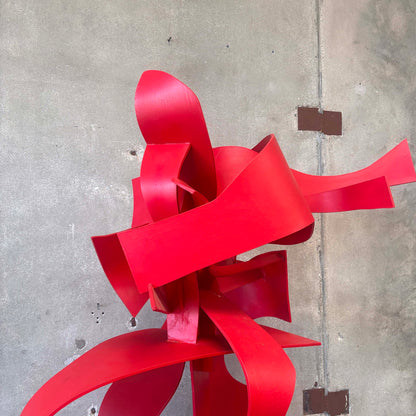 Extra Large Wood Craft Sculpture In Hot Red