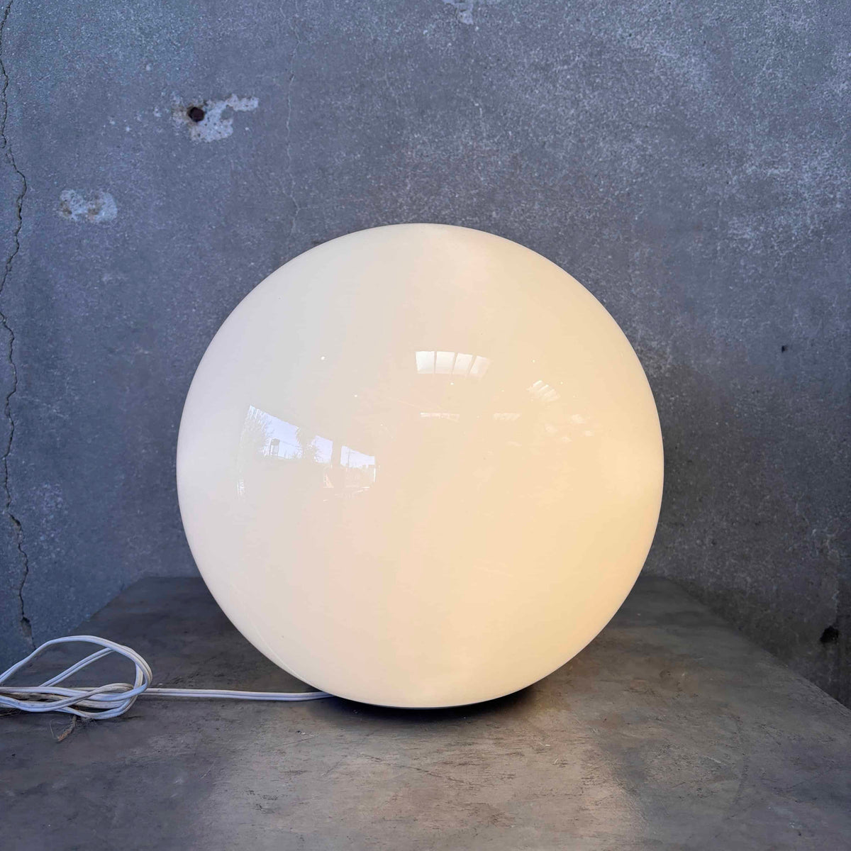 Mid Century Modern Milk Glass Orb Lamp