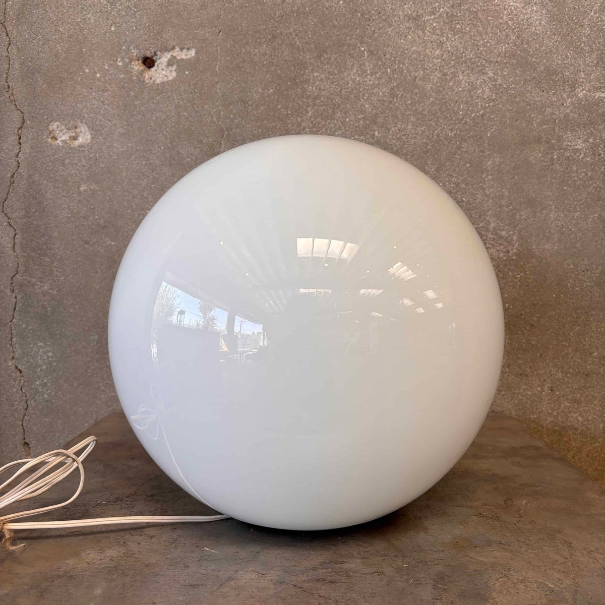 Mid Century Modern Milk Glass Orb Lamp