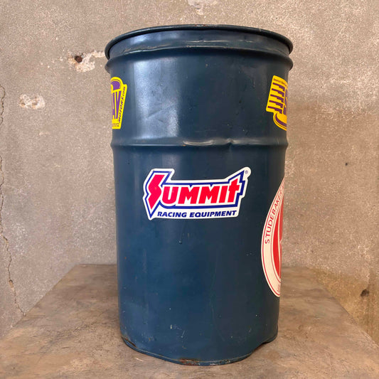 Vintage Oil Barrel Trash Can With Stickers