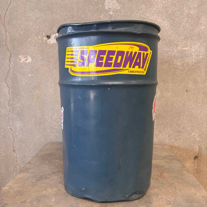 Vintage Oil Barrel Trash Can With Stickers