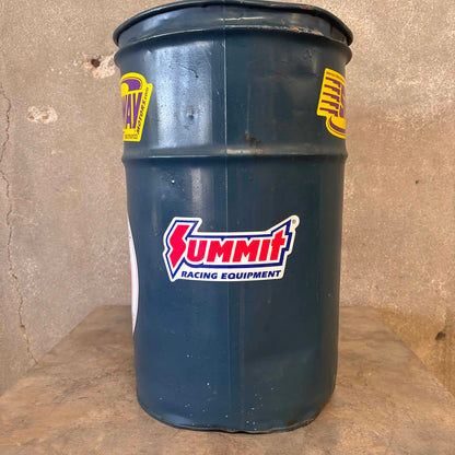 Vintage Oil Barrel Trash Can With Stickers