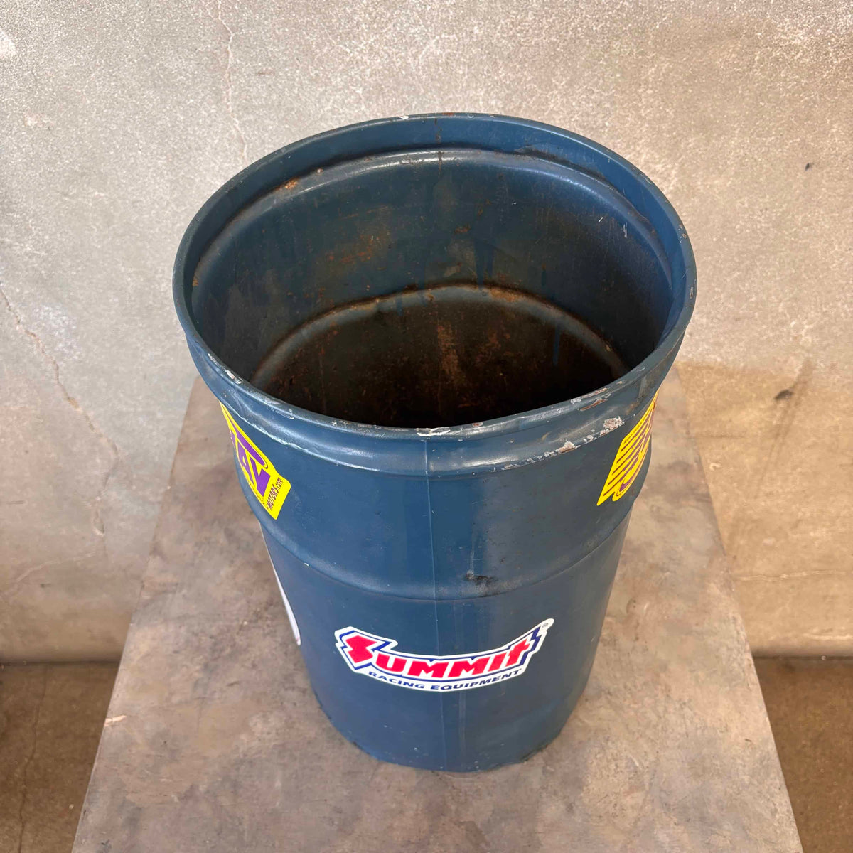 Vintage Oil Barrel Trash Can With Stickers