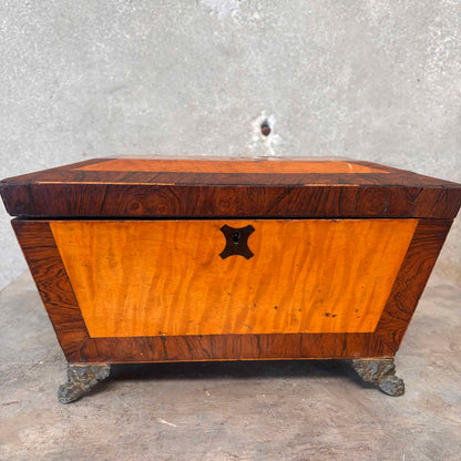 Antique Wood Sarcophagus Style Tea Caddy