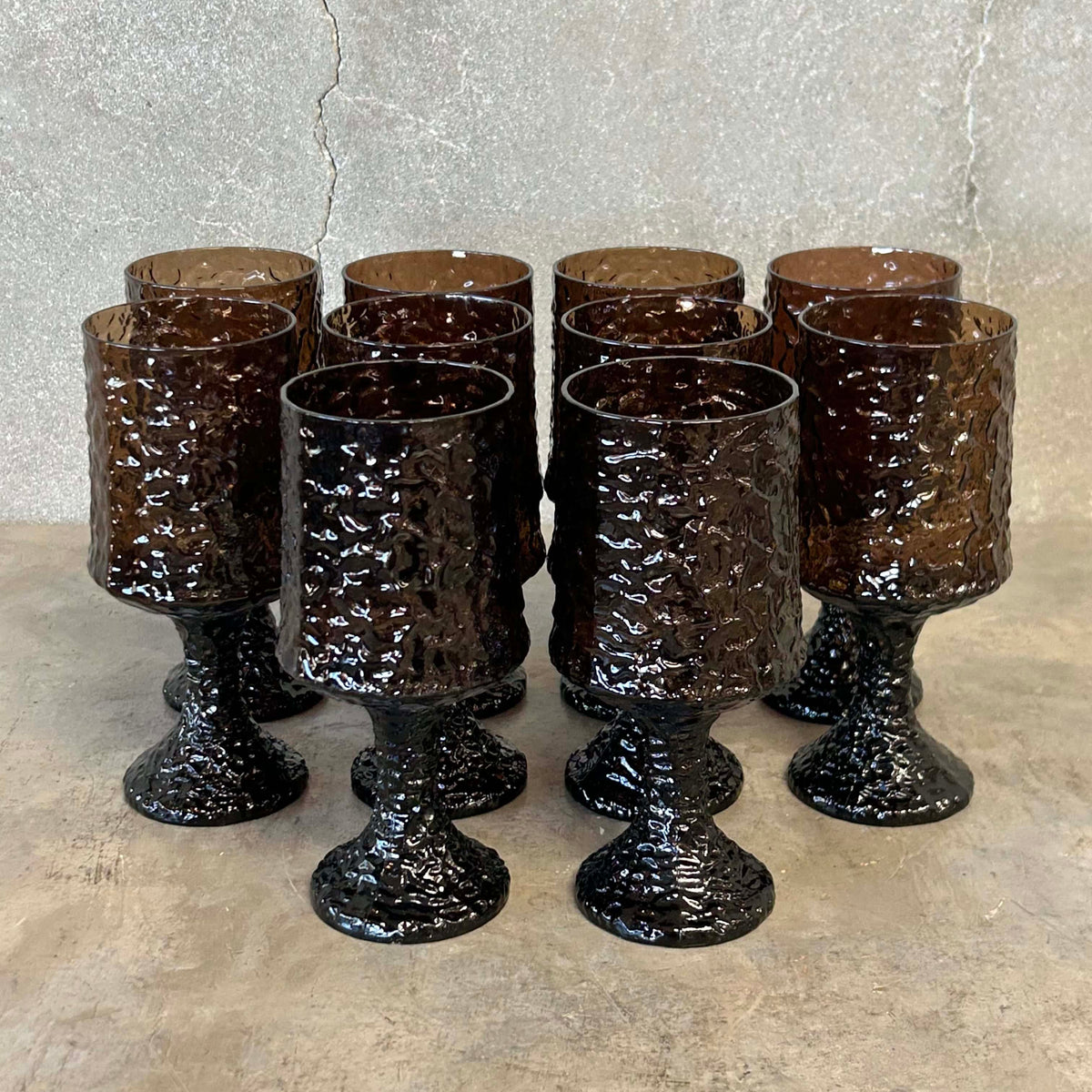 Set of 10 MCM Lenox Hand Blown Tall Goblets